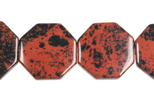 Mahogany Obsidian Octagon Beads, 16-Inch Strand, Beads for Jewelry Making