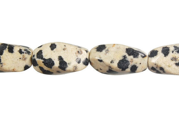 Dalmatian Jasper Square Twisted Rice Beads, 16-Inch Strand, Beads for Jewelry Making