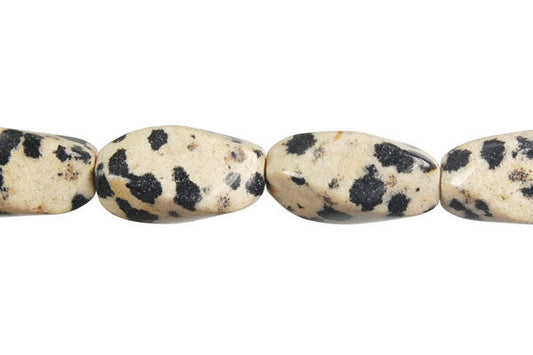 Dalmatian Jasper Square Twisted Rice Beads, 16-Inch Strand, Beads for Jewelry Making