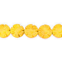 Yellow Quartz Glass Carved Clubs Beads, 16-Inch Strand, Jewelry Making Supplies