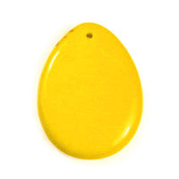 Yellow Quartz Glass Flat Briolette Pendant, 30x40mm, 1 Piece, Jewelry Making Supplies