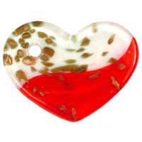 Murano Foil Glass Heart Donut Pendant, 37x50mm, 1 Piece, Pendant for Jewelry Making