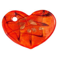 Murano Foil Glass Heart Donut Pendant, 37x50mm, 1 Piece, Pendant for Jewelry Making