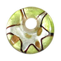 Murano Foil Glass Donut Top Hole Pendant, 40mm, 1 Piece, Pendant for Jewelry Making