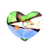 Murano Foil Glass Heart Donut Pendant, 30x38mm, 1 Piece, Pendant for Jewelry Making