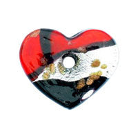 Murano Foil Glass Heart Donut Pendant, 30x38mm, 1 Piece, Pendant for Jewelry Making
