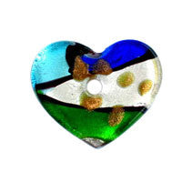 Murano Foil Glass Heart Donut Pendant, 30x38mm, 1 Piece, Pendant for Jewelry Making