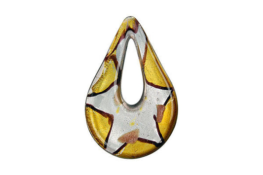 Murano Foil Glass Briolette Donut Pendant, 36x58mm, 1 Piece, Pendant for Jewelry Making