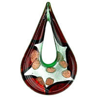 Murano Foil Glass Briolette Donut Pendant, 36x58mm, 1 Piece, Pendant for Jewelry Making