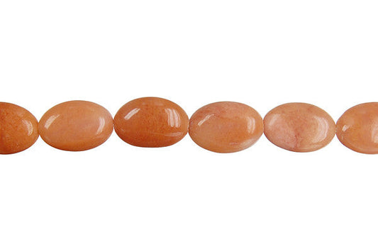 Peach Aventurine Flat Oval Beads, 16-Inch Strand, Beads for Jewelry Making