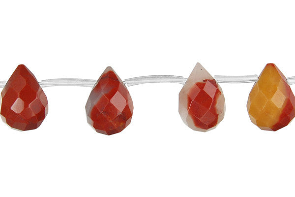 Oregon Picture Jasper Briolette Faceted Beads, 16-Inch Strand, Beads for Jewelry Making