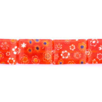 Millefiori Flat Rectangle Beads, 16-Inch Strand, Beads for Jewelry Making