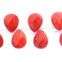 Coral Quartz Faceted Flat Briolette