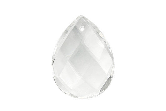 Clear Quartz Flat Briolette Faceted Pendant, 30x40mm, 1 Piece, Pendant for Jewelry Making