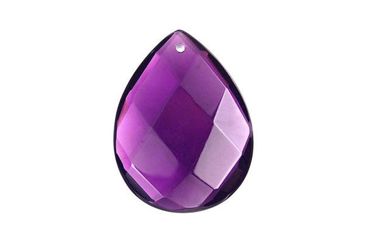 Amethyst Quartz Flat Briolette Faceted Pendant, 30x40mm, 1 Piece, Pendant for Jewelry Making