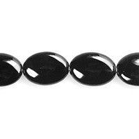 Black Onyx Flat Oval Beads, 16-Inch Strand, Beads for Jewelry Making