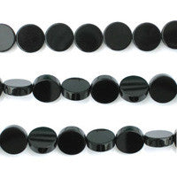 Black Onyx Coin Beads, 16-Inch Strand, Beads for Jewelry Making