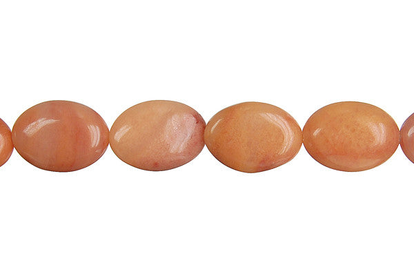 Peach Aventurine Flat Oval Beads, 16-Inch Strand, Beads for Jewelry Making