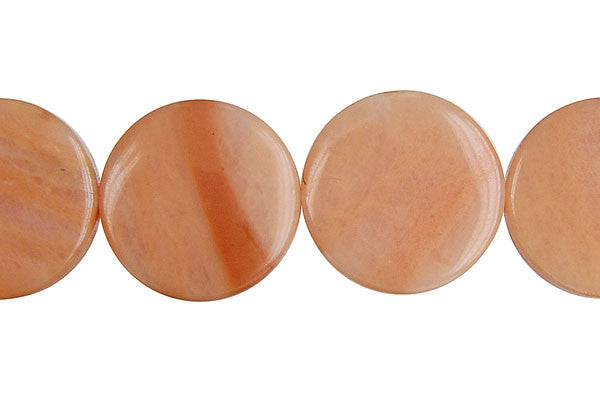 Peach Aventurine Coin Beads, 16-Inch Strand, Beads for Jewelry Making