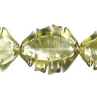 Lampwork Foil Glass Heart & Leaf Beads - Twisted Leaf - Olivine - 25x30mm 16-inch - unbranded beads for jewelry making