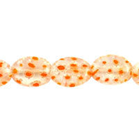 Millefiori Glass Beads - (Orange Daisy Flat Oval - 10x14mm - 16-inch - unbranded beads for jewelry making