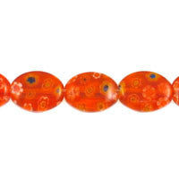 Millefiori Flat Oval Beads, 16-Inch Strand, Beads for Jewelry Making