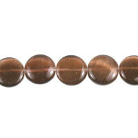Cat's Eye Fiber Optic Glass Coin & Round Beads - Brown - Coin - 12x12mm - 16-inch - unbranded beads for jewelry making