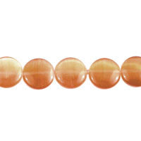 Cat's Eye Fiber Optic Glass Coin & Round Beads - Goldstone Coin - 12x12mm - 16-inch - unbranded beads for jewelry making