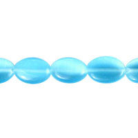 Cat's Eye Fiber Optic Glass Oval, Rice & Tube Beads - Blue - Oval - 10x14mm - 16-inch | SKU 97239 - unbranded beads for jewelry making