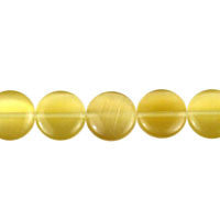 Cat's Eye Fiber Optic Glass Coin & Round Beads - Champagne Coin - 12x12mm - 16-inch - unbranded beads for jewelry making