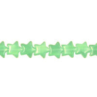 Cat's Eye Fiber Optic Glass Star Beads - Green - Star - 9x9mm - 16-inch | SKU 97348 - unbranded beads for jewelry making