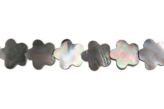 Shell (Black MOP) Flat Flower Beads