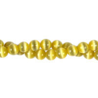Cat's Eye Fiber Optic Glass Coin & Round Beads - Champagne Round - 6mm - 16-inch - unbranded beads for jewelry making