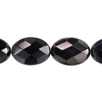 Black Quartz Flat Oval Faceted Beads, 16-Inch Strand, Beads for Jewelry Making