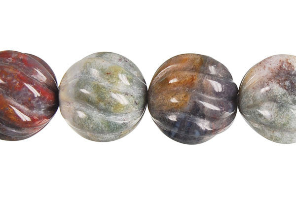 Fancy Jasper Carved Wave Beads, 16-Inch Strand, Beads for Jewelry Making