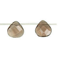 Smoky Quartz Faceted Flat Heart Briolette