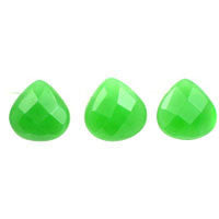 Green Jade Quartz Flat Heart Briolette Faceted Beads, 16-Inch Strand, Beads for Jewelry Making