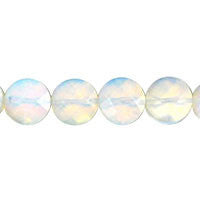 Opalite Quartz Coin Faceted Beads, 16-Inch Strand, Beads for Jewelry Making