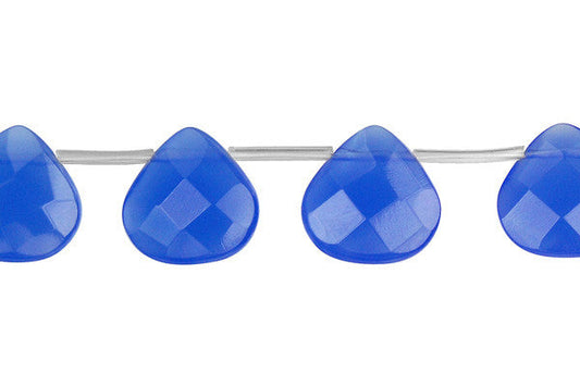 Blue Quartz Flat Heart Briolette Faceted Beads, 16-Inch Strand, Beads for Jewelry Making