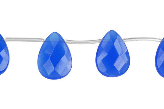 Blue Quartz Flat Briolette Faceted Beads, 16-Inch Strand, Beads for Jewelry Making