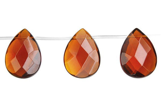 Amber Quartz Faceted Flat Briolette