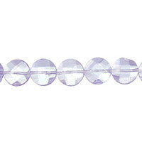 Violet Quartz Glass Coin Faceted Beads, 16-Inch Strand, Jewelry Making Supplies
