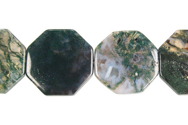 Moss Agate Octagon Beads, 16-Inch Strand, Beads for Jewelry Making