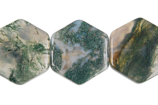 Moss Agate Octagon Beads, 16-Inch Strand, Beads for Jewelry Making