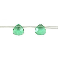 Green Quartz Flat Heart Briolette Faceted Beads, 16-Inch Strand, Beads for Jewelry Making