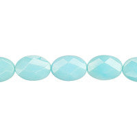 Turquoise Quartz Glass Flat Oval Faceted Beads, 16-Inch Strand, Jewelry Making Supplies