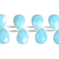 Turquoise Quartz Glass Flat Briolette Faceted Beads, 16-Inch Strand, Jewelry Making Supplies