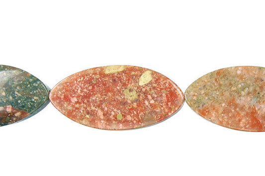 Unakite Flat Rice Beads, 16-Inch Strand, Jewelry Making Supplies