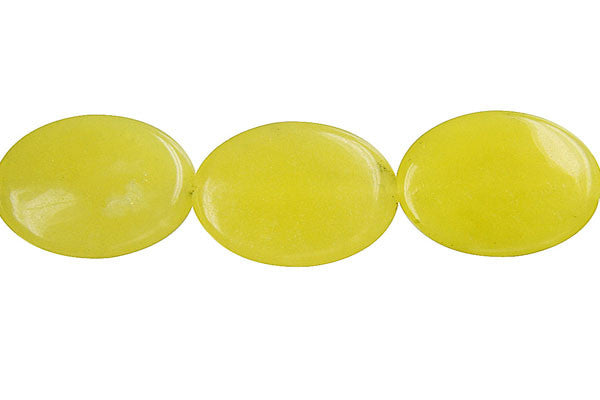 Olive Jade Light Flat Oval Beads, 16-Inch Strand, Beads for Jewelry Making