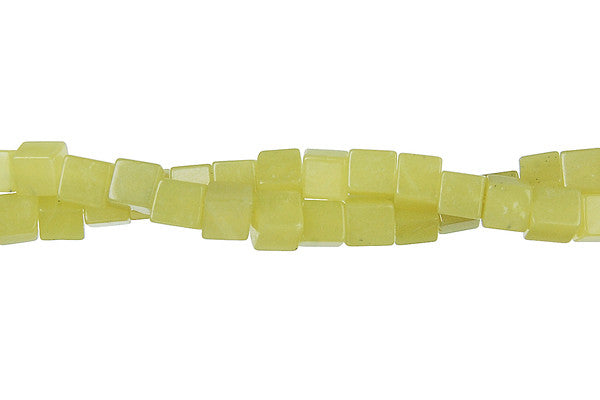Olive Jade Light Cube Beads, 16-Inch Strand, Beads for Jewelry Making